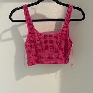 Source Unknown Vibrant Pink Embellished Crop Top